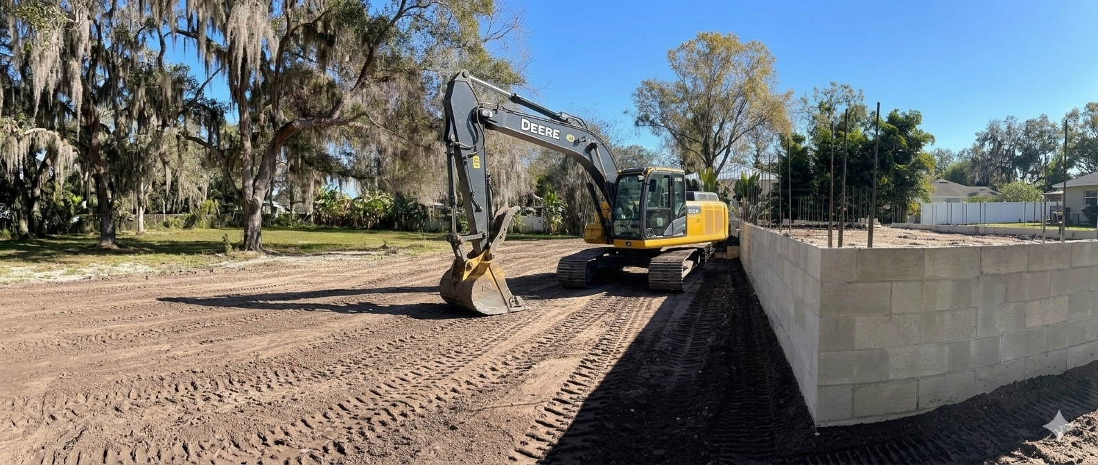 Construction site prepared for the next phase of work